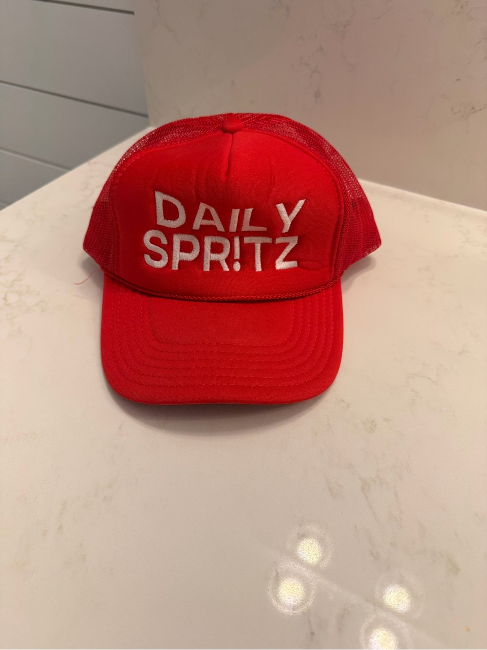 Daily Drills Red Kids Trucker Hat with WHITE Embroidery